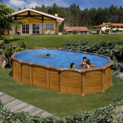 Piscine hors-sol acier 7,6x3,9x1,3 m anthracite - VARUNA