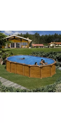 Piscine acier Gré aspect bois Amazonia ovale