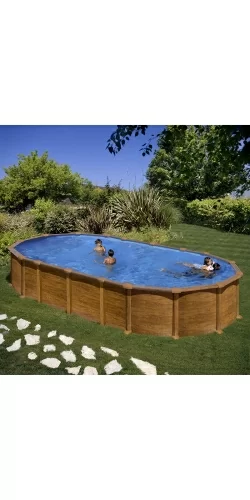 Piscine acier Gré aspect bois Amazonia ovale