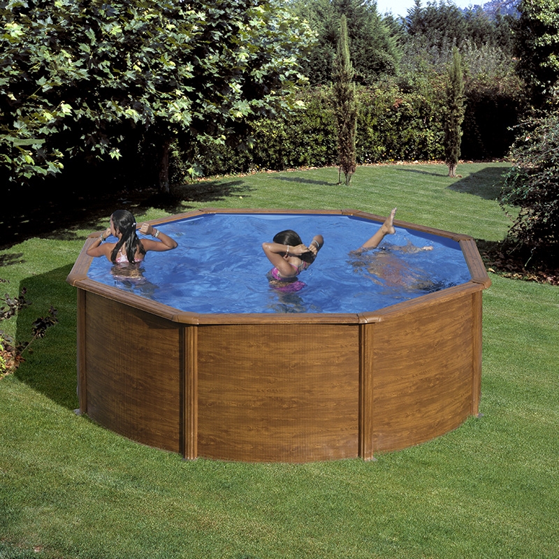 Piscine Pacific ronde grise 4,57 mx 1,32 m de profondeur avec paroi en  acier avec