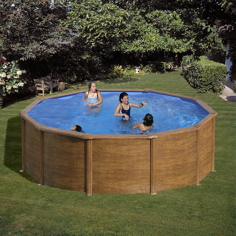 Piscine Acier Gré Aspect Bois Sicilia Ronde Dimension 300 X H120m