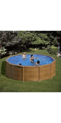 Piscine acier Gré aspect bois Sicilia ronde