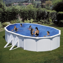 Piscine hors-sol acier 7,6x3,9x1,3 m anthracite - VARUNA