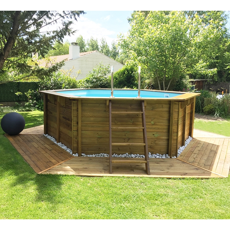 Piscine hors sol bois ronde 4m de diamètre SUNBAY VANILLE PREMIUM