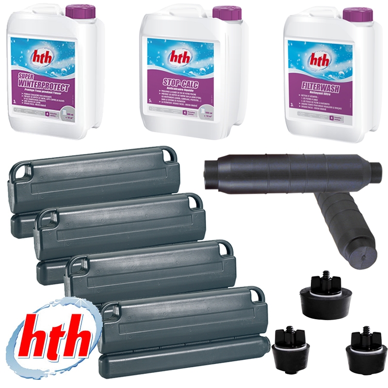 Produit d'hivernage pour piscine Bayrol et HTH