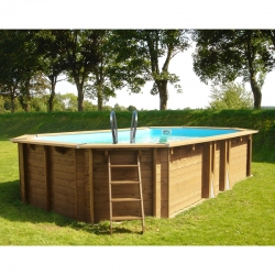 Piscine tubulaire wood rectangulaire 2,20 x 1,50 x 0,65 m avec dôme