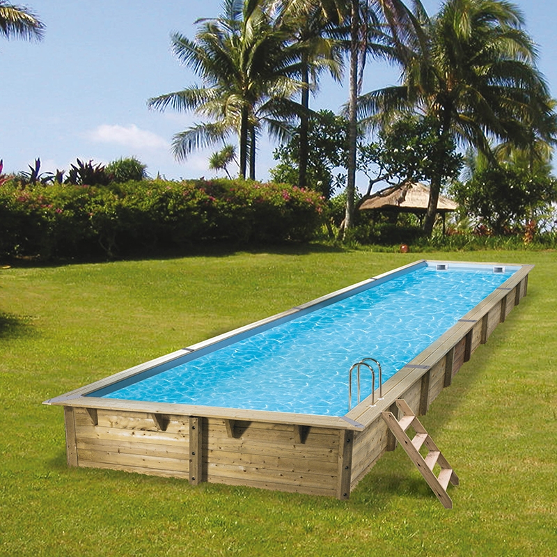 Kit piscine tubulaire EASY LUXE rectangulaire 5,70 x 3m filtration à sable