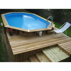 Piscine bois Azura 7,50 x 4.00 m - H. 1,30 m - liner bleu