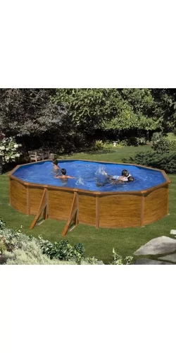 Piscine acier Gré aspect bois Sicilia ovale