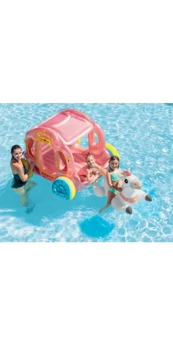 Carrosse de princesse et cheval blanc Intex