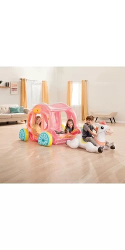 Carrosse de princesse et cheval blanc gonflable