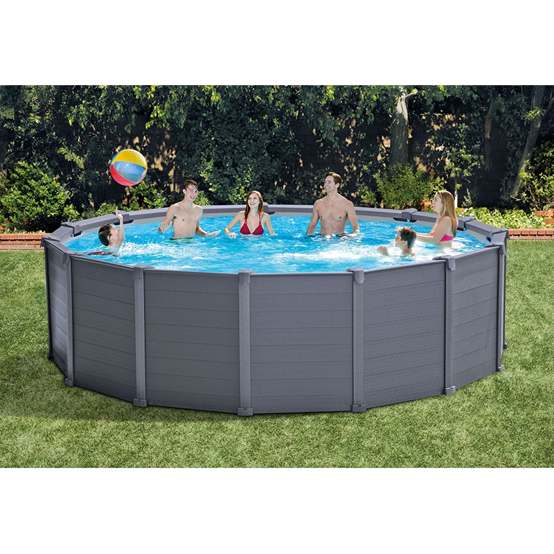 Piscine ronde tubulaire habillage gris Graphite 4,17 x h1,09m Intex