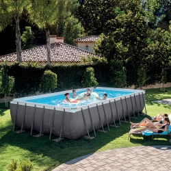 Piscine tubulaire rectangulaire Intex Ultra XTR 5,49 x 2,74 x h.1,32 m +  stérilisateur au sel + filtre à sable 4m3/h