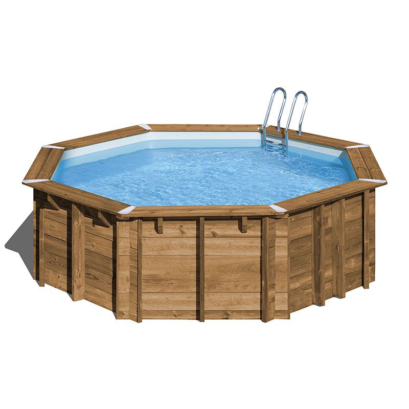 Bâche à bulles luxe SolGuard pour piscine bois octogonale Sunbay