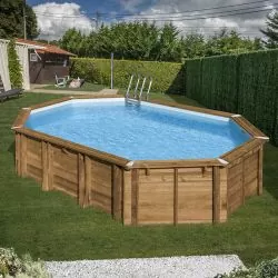 Piscine bois octogonale Avocado 6,56 x 4,56 x h1,31m