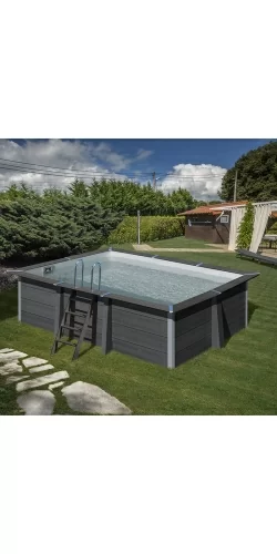 Piscine bois composite rectangulaire 4,66 x 3,26 x h1,24m