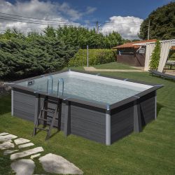 Piscine bois composite rectangulaire 4,66 x 3,26 x h1,24m