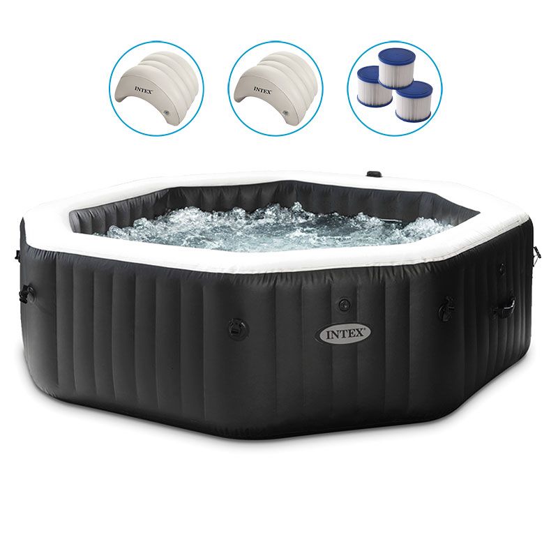 Spa jet et bulles Intex Pure Spa Carbone 4 places octogonal