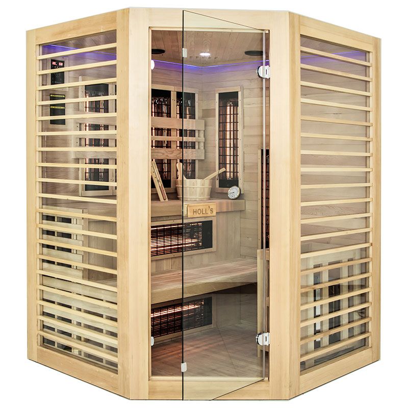Sauna hybride vapeur et infrarouge Vénus 3 places d'angle Sauna hybride vapeur et infrarouge Vénus 3 places d'angle