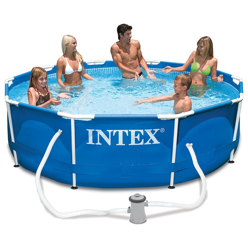 Piscine tubulaire Intex Metal Frame Océan 3,05 x 0,76 m + Pompe Filtration  à Cartouche 1 m³/h