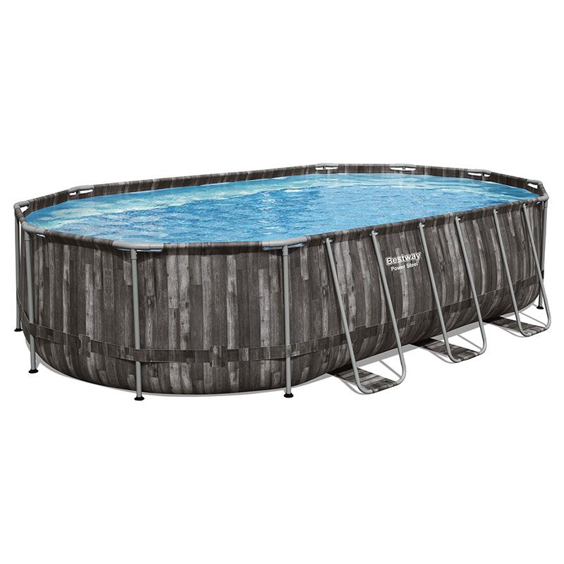 Piscine Bestway Ovale Power Steel Décor Bois 6,10 x 3,66 h1,22m Piscine Bestway Ovale Power Steel Décor Bois 6,10 x 3,66 h1,22m