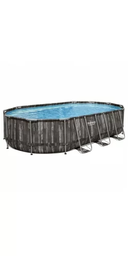 Piscine Bestway Ovale Power Steel Décor Bois 6,10 x 3,66 h1,22m