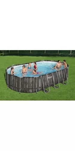 Piscine Bestway Ovale Power Steel Décor Bois 6,10 x 3,66 h1,22m