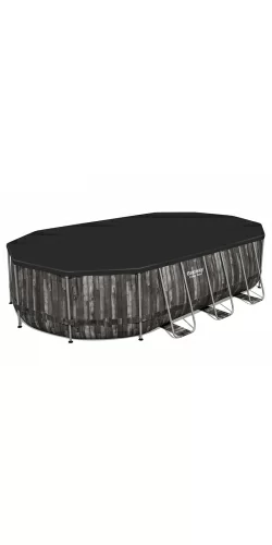 Piscine Bestway Ovale Power Steel Décor Bois 6,10 x 3,66 h1,22m