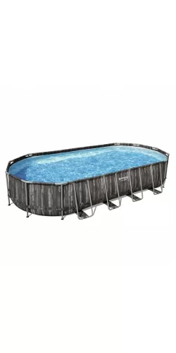 Piscine Bestway Ovale Power Steel Décor Bois 7,32 x 3,66 h1,22m