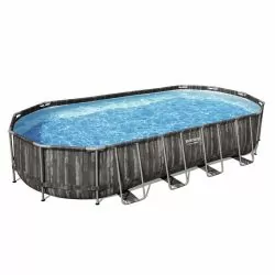 Piscine Bestway Ovale Power Steel Décor Bois 7,32 x 3,66 h1,22m