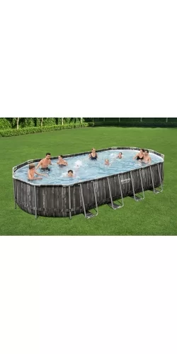 Piscine Bestway Ovale Power Steel Décor Bois 7,32 x 3,66 h1,22m