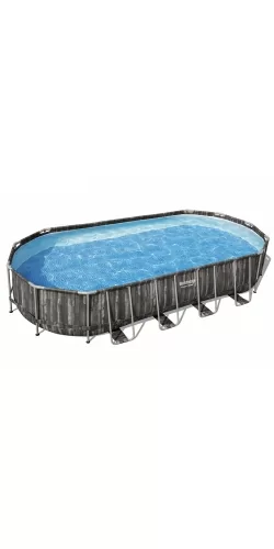 Piscine Bestway Ovale Power Steel Décor Bois 7,32 x 3,66 h1,22m