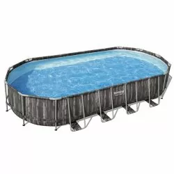 Piscine Bestway Ovale Power Steel Décor Bois 7,32 x 3,66 h1,22m