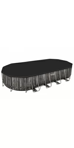Piscine Bestway Ovale Power Steel Décor Bois 7,32 x 3,66 h1,22m
