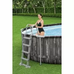 Piscine Bestway Ovale Power Steel Décor Bois 7,32 x 3,66 h1,22m