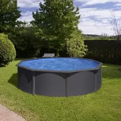 Piscine acier Gre aspect gris anthracite Louko ronde
