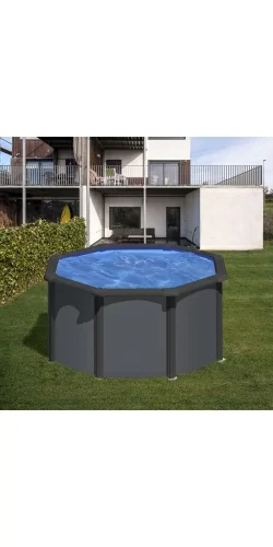 Piscine acier Gre aspect gris anthracite Louko ronde