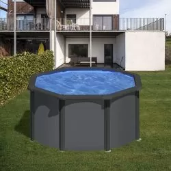 Piscine acier Gre aspect gris anthracite Louko ronde