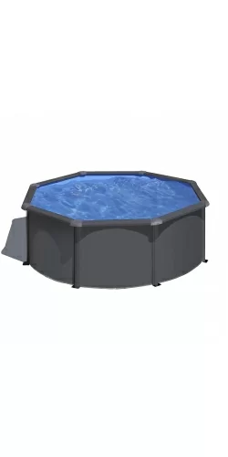 Piscine acier Gre aspect gris anthracite Louko ronde