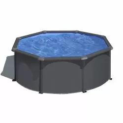 Piscine acier Gre aspect gris anthracite Louko ronde