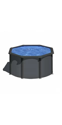 Piscine acier Gre aspect gris anthracite Louko ronde
