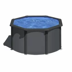 Piscine acier Gre aspect gris anthracite Louko ronde