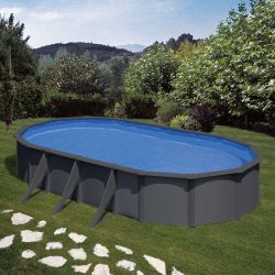 PISCINE ACIER 7,30x3,75 H 1,32 GRAPHITE