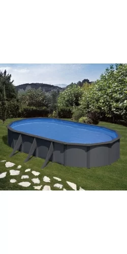 Piscine acier Gre aspect gris anthracite Louko ovale