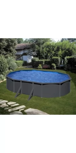 Piscine acier Gre aspect gris anthracite Louko ovale