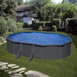 Piscine acier Gre aspect gris anthracite Louko ovale