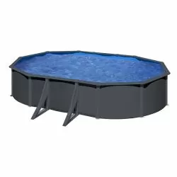 Piscine acier Gre aspect gris anthracite Louko ovale
