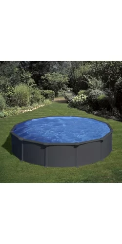 Piscine acier Gre aspect gris anthracite Juni ronde