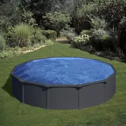 Piscine acier Gre aspect gris anthracite Juni ronde