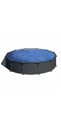 Piscine acier Gre aspect gris anthracite Juni ronde